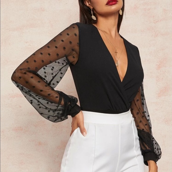 Black mesh sleeve bodysuit - Picture 6 of 6